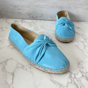 Talbots Flat Shoes Espadrilles Women Sz 7.5  Turquoise Blue Suede Coastal Resort